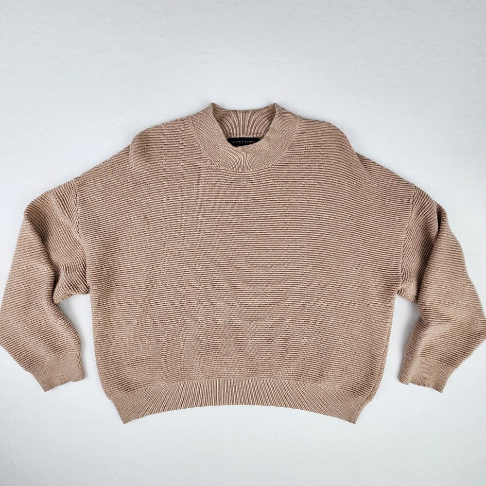 Dannii Minogue Womens Ribbed Sweater Size 14P Petite Beige Tan